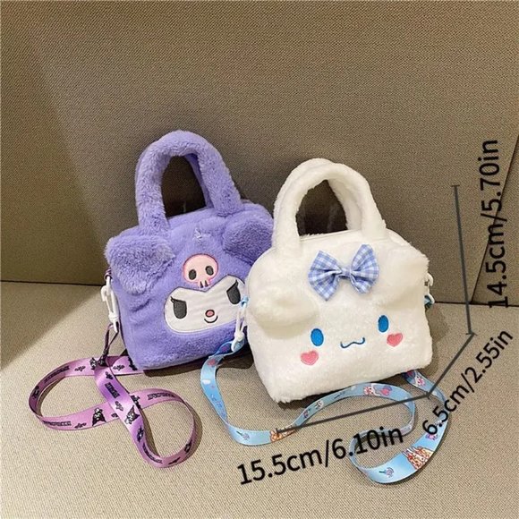 Crossbody My Melody Plush Bag Purse w/ Strap Sanrio Fuzzy Hello Kitty Trendy NEW - Picture 3 of 3